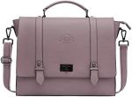 EASEGAVE WOMEN'S 17 INCH LAPTOP BRIEFCASE, VINTAGE PURPLE SAFFIANO ECO-LEATHER,