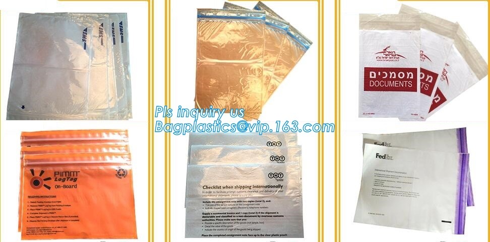 TNT DHL shipping packing list document envelopes, packing list padded envelope, tamper proof express use plastic packing