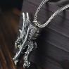 Buy cheap Men Necklace Retro 925 Sterling Silver Dragon Head Pendant Silver Wheat Chain Necklace (DZ020998) from wholesalers