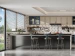 Versatile French Style Kitchen Cabinet With Indigo Blue And Cream Contrasting