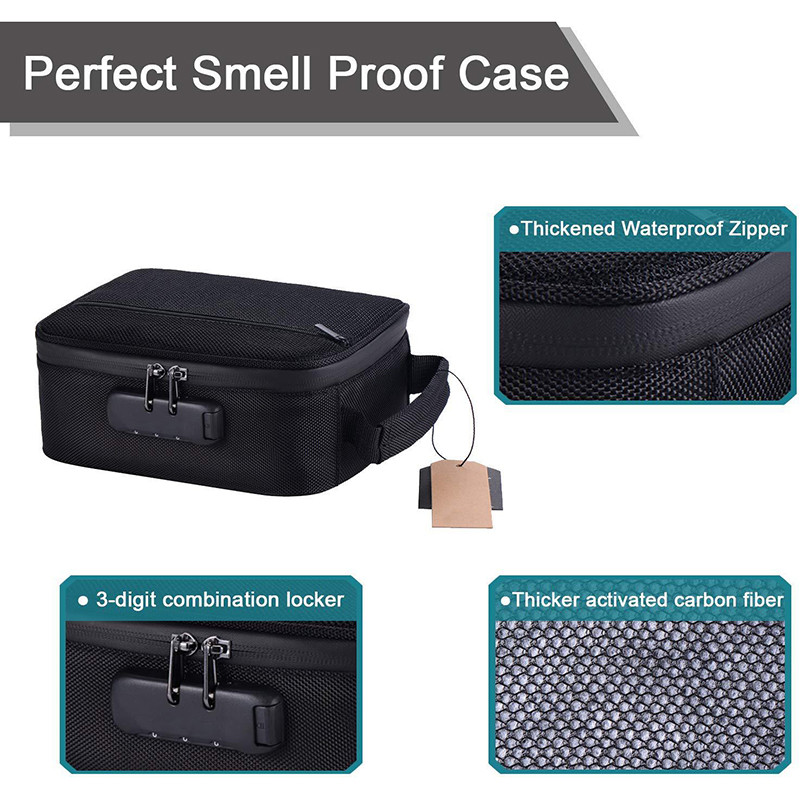 Eco - Friendly Smell Proof Bags Carbon Lining Logo Printing With Combination Lock