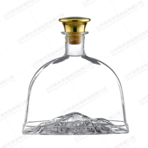 Buy cheap 750ml Flat Liquor Wine Flask Clear Glass Bottles with Cork Lid OEM/ODM Acceptable from wholesalers