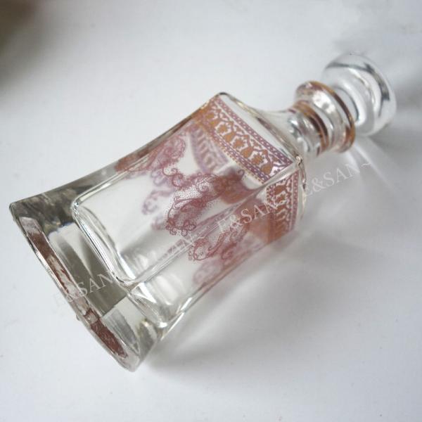 Buy cheap uxury glass perfume bottle recycled glass bottles black blue red pink green cap plastic and metal roll frog from wholesalers