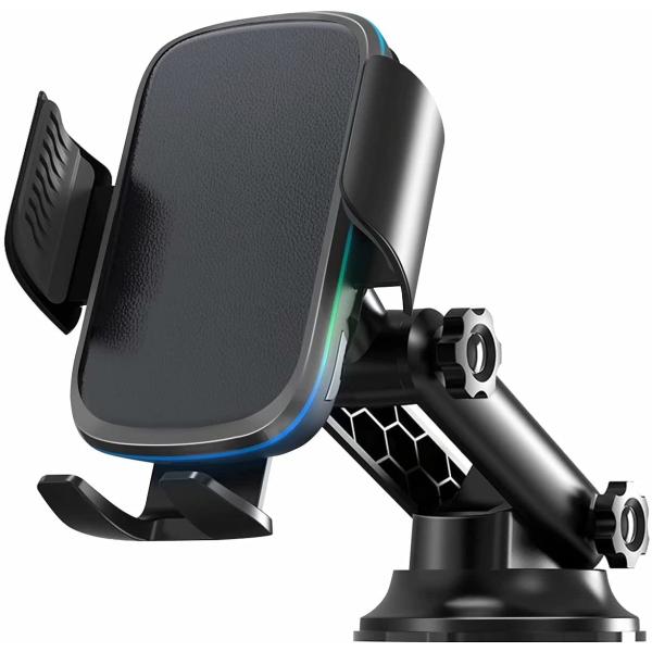 Leather Qi Wireless Car Charger 15W Air Vent Phone Holder Auto Clamping Mount