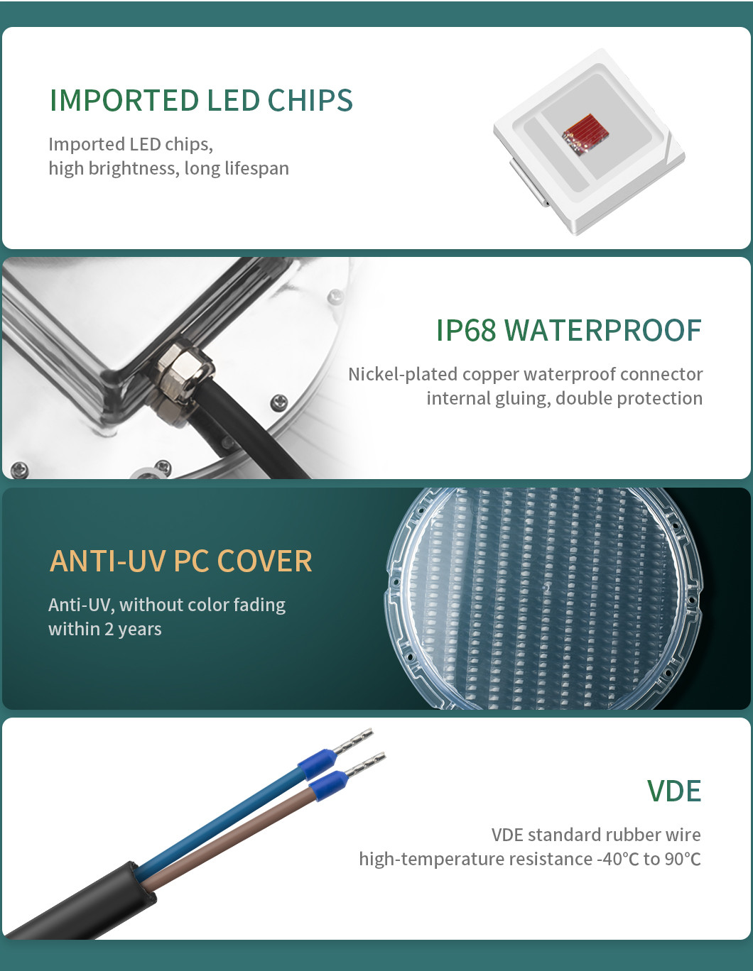 Synchronous Control IP68 630LM 18W led color changing pool light