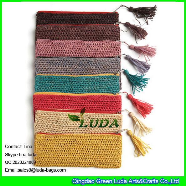 Buy cheap LUDA colored raffia straw pouch cute macrame deco raffia straw handbags from wholesalers