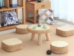 The Cane Makes Up Tea Table Natural Straw Woven Floor Table