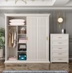 2 Sliding Door Modern White Wardrobe MDF Wooden Veneer Finish