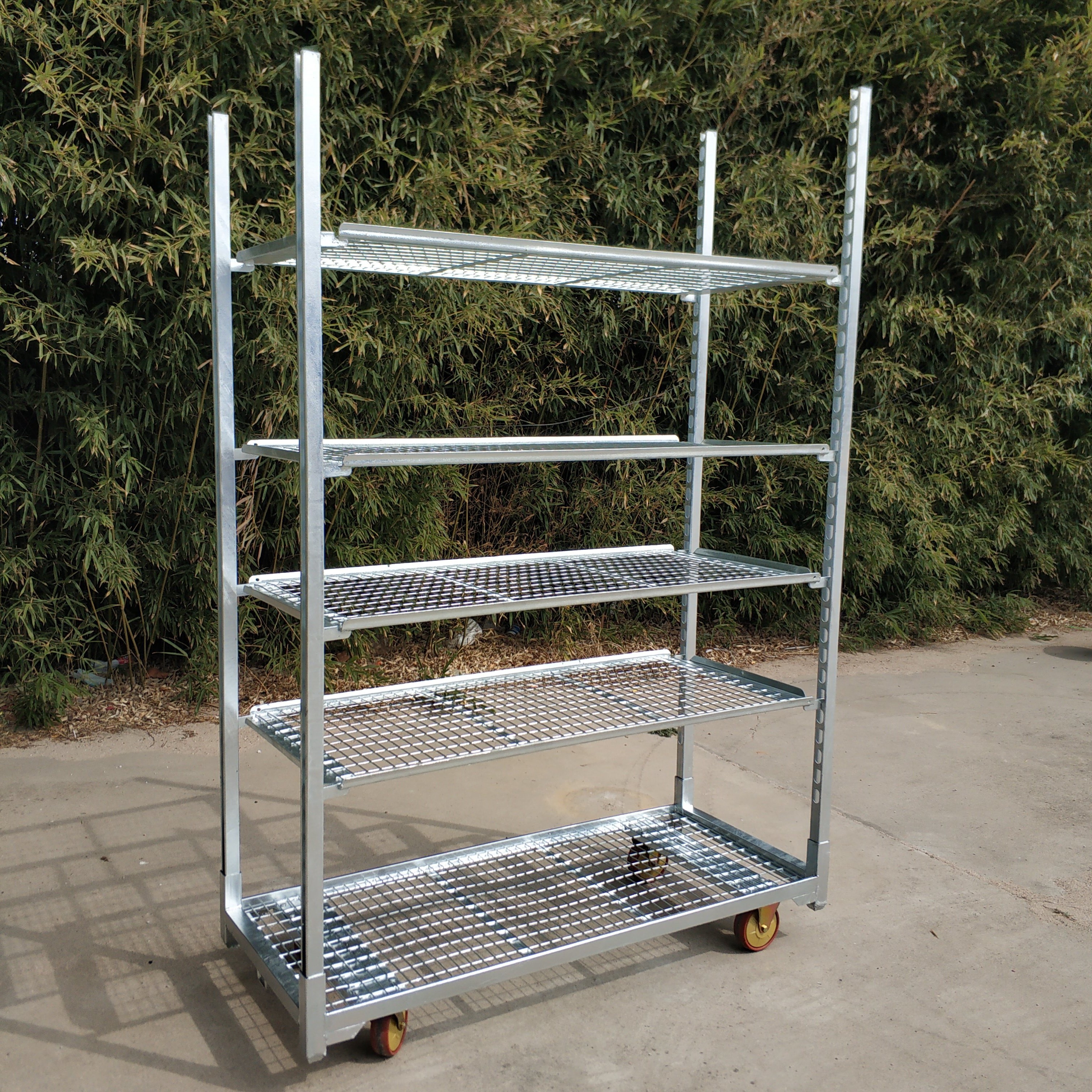 Metal Mesh Danish Flower Trolley Hot Dip Galvanizing For Warehouse