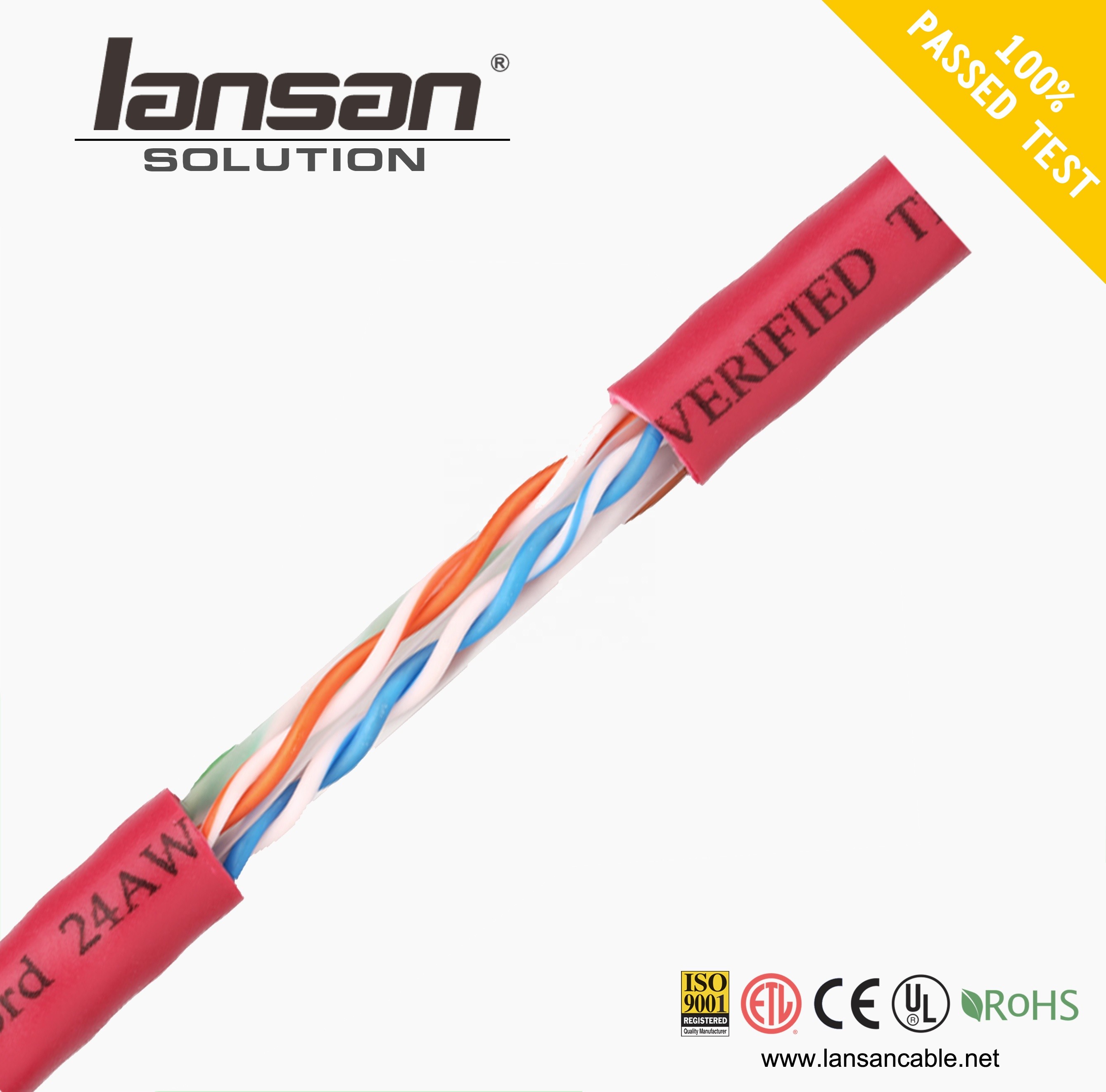 Cat6 UTP BC conductor Patch Cord HDPE Insulation 90 Degree Bending Molded Boot Connector