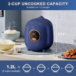 Mini Rice Cooker 2.5 Cups Uncooked, Healthy Ceramic Coating Portable Rice Cooker