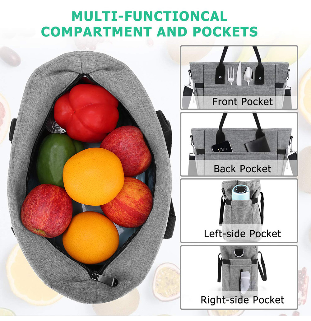Durable Large Lunch Box Bag Drinks Holder for Adults Work Picnic Beach