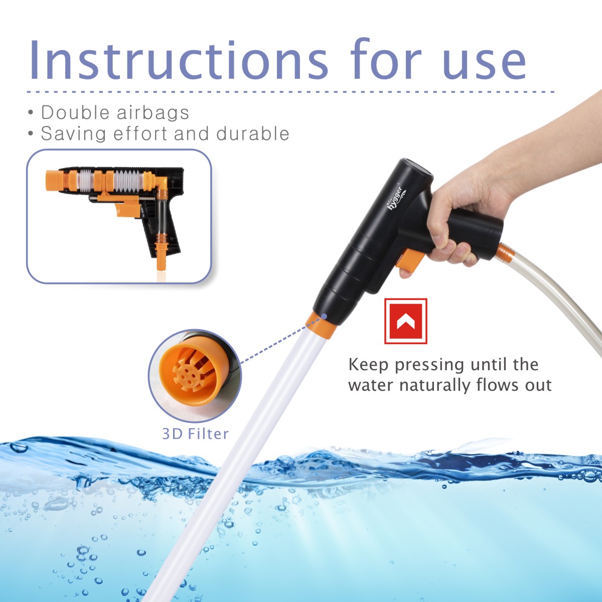 Hygger Electric 396GPH Aquarium Power Gravel Cleaner