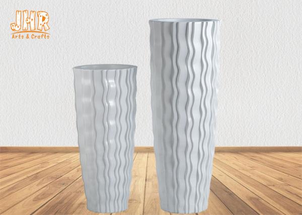 Buy cheap Glossy White Floor Vases Homewares Decorative Items Fiberglass Planters For Home Hotel from wholesalers