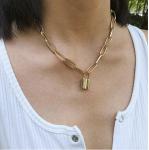 High End Parity Lock Pendant Necklace Stainless Steel Chain Style Necklace