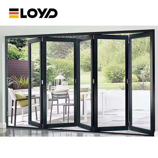 Buy cheap Black Powder Coat Aluminium Frame Glass Folding Patio Doors Accordion Doors from wholesalers