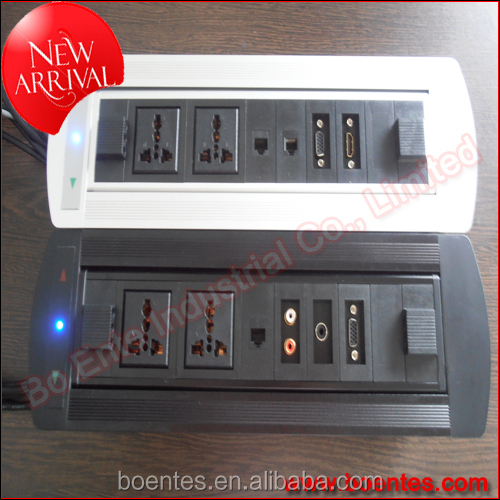 Electric Office Power Data Outlet Box/CE Approved H-DMI Motorized Pop Up Outlet