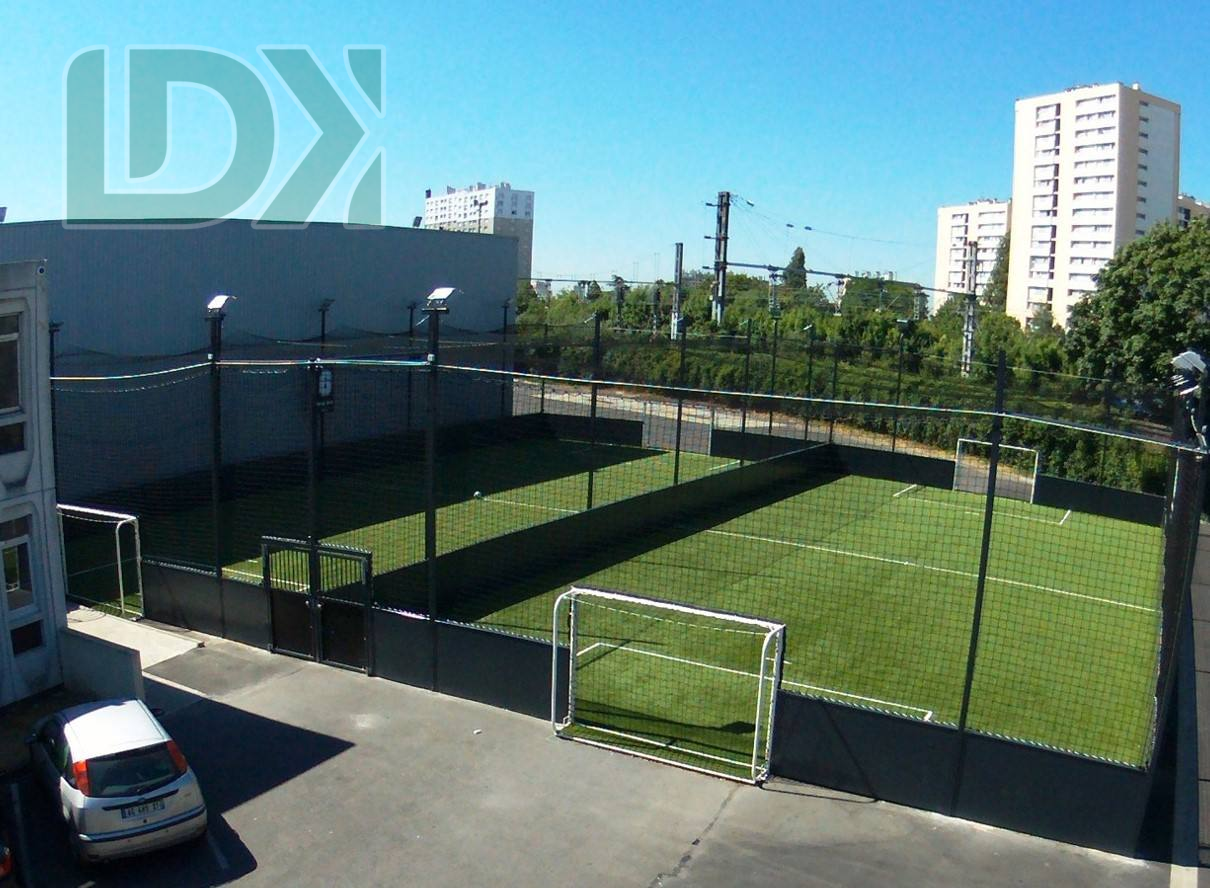 Customized Soccer Cage Enclosed Football Field With Steel Top Net Composite Boards