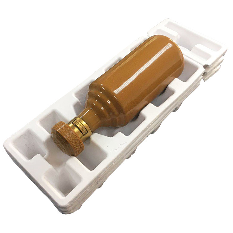 Biodegradable Recycled Paper Tray Bagasse Material Wine Bottle Inserts Molded Pulp Packaging