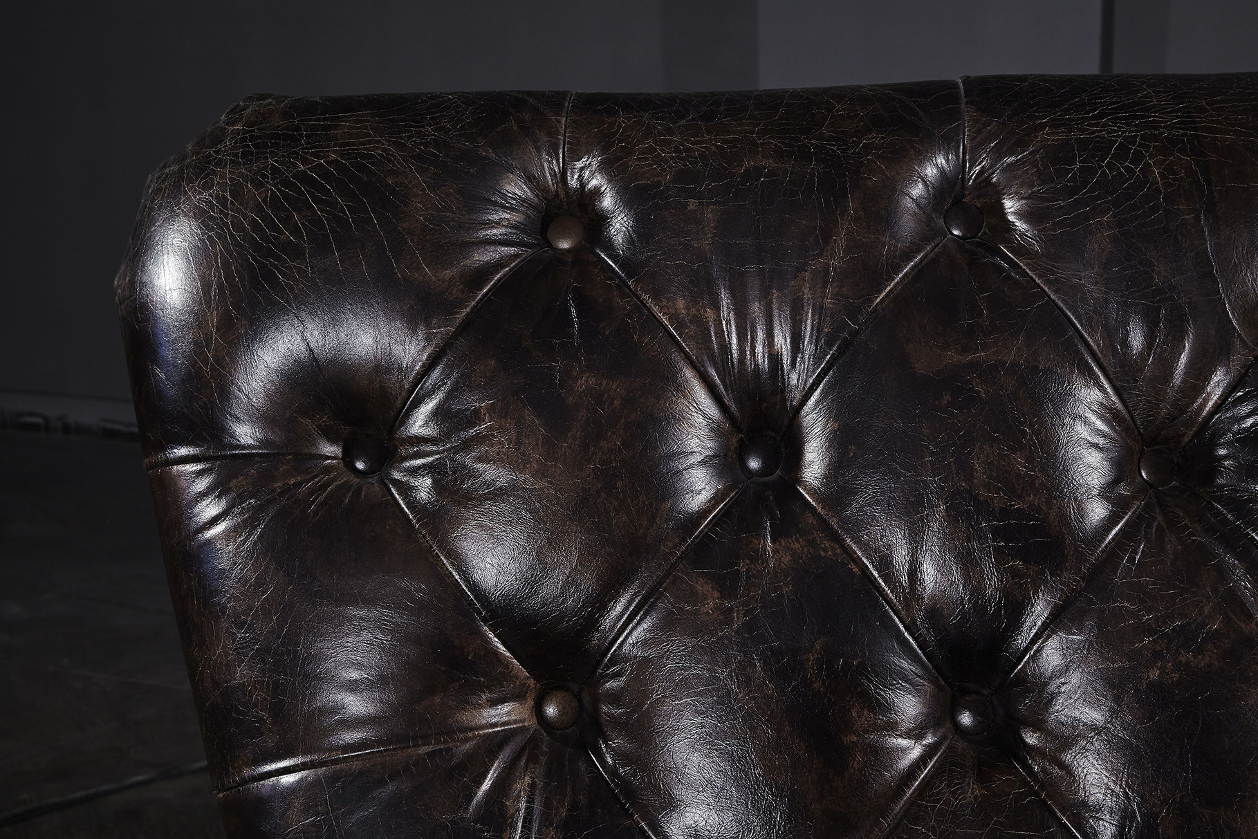 High Back Three Seater Leather Sofa Vintage Double Color For 5 Star Hotel