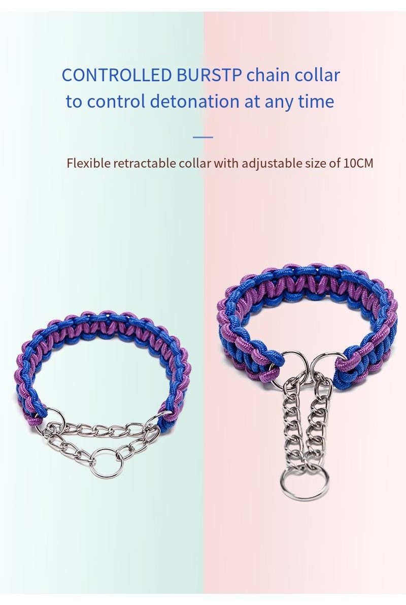 Pet Adjustable Collar Dog Anti Impact Eight Strand Nylon Braided Leash