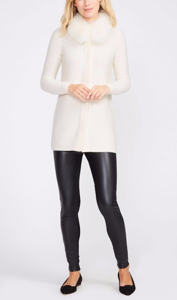 70 Wool 30 Cashmere Knit Cardigan Sweater Warm With Fur Collar Multi Size