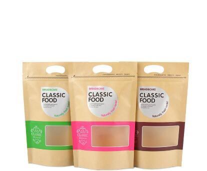 Buy cheap Food Grade Custom Logo Printed Natural Stand-Up Pouch k Window Kraft Paper Bags Food Packaging With Tear Notch from wholesalers