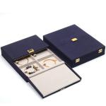 Blue Microfiber Leather Jewelry Gift Boxes Custom Jewelry Packaging 29x23x5cm