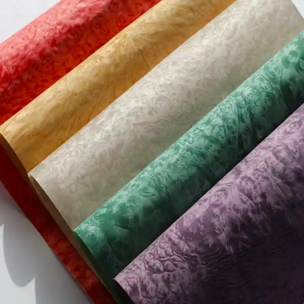 Buy cheap Natural Burl Wood Veneer , Melamine Red Black Orange Colored Wood Veneer Rolls from wholesalers