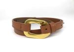 2.3cm Cowhide Women'S Fashion Leather Belts With O Ring Shape Alloy Buckle