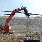 Excavator Use Rotating Grapple For Wood Settlement and stone transport