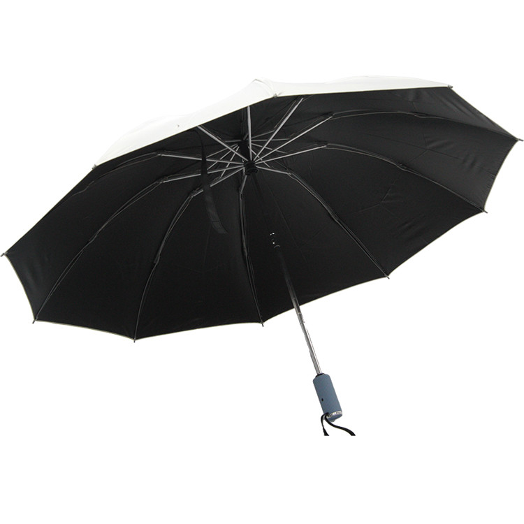 Black UV Coating Three Folding Umbrella Auto Open Close For Women