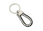 Buy cheap Black And White PU Braided Rope Leather Key Chains Weave Handmade Car Key Holder from wholesalers