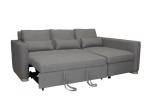 Gray Color Functional Sofa Bed Spring Imitated Linen Wooden Grain Legs