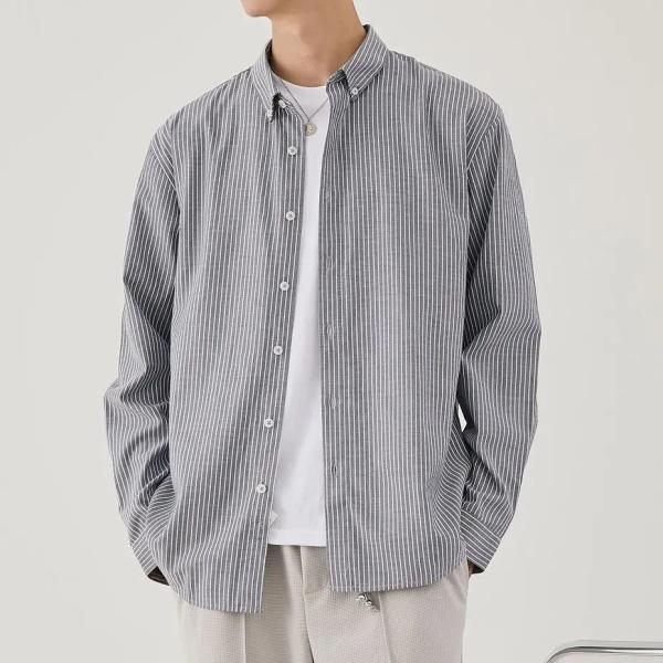 Buy cheap Men′s 2023 Spring and Autumn New Business Lapel Shirt Men′s Striped Cardigan Long-Sleeved Casual Men′s Shirt from wholesalers