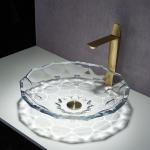 Buy cheap Shinning Glass Wash Basin Transparent Faceted Shape Bathroom Sink Basin from wholesalers