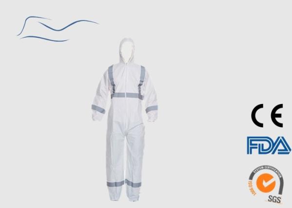 Buy cheap White Type 5 Disposable Coveralls Safety Protection SMS Material 50G from wholesalers