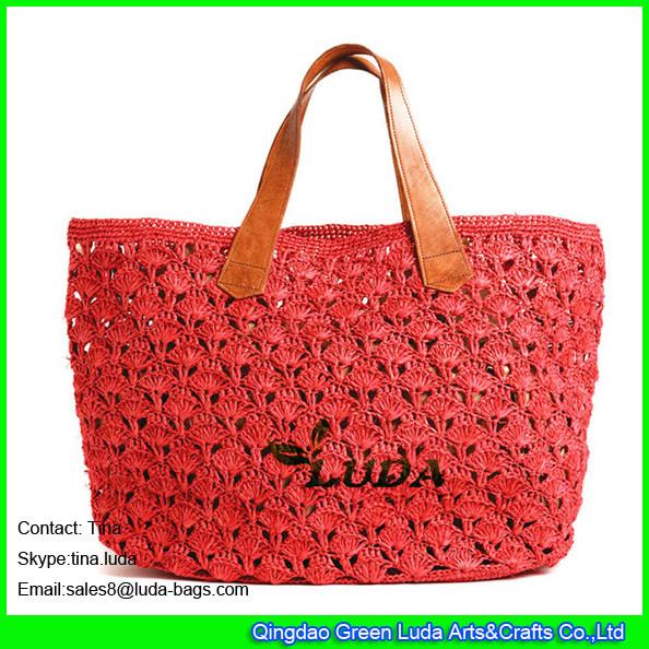 Buy cheap LUDA red handbags wholesale raffia bags crochet straw beach handbags from wholesalers