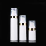 Cylindrical 15ML White PP Plastic Airless Pump Bottle With Snap Lotion Pump