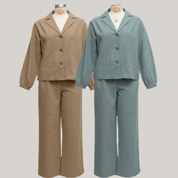 Buy cheap Linen Fabric Formal Stylish Womens Suits Slim Fit Two Pieces Stylish Loungewear Set from wholesalers