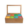 Buy cheap 8 Compartments Bamboo Storage Organizer Box , Wooden Tea Box With Glass Lid from wholesalers