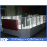 Buy cheap Customize made white wooden tempered glass mobile kiosk for sale from wholesalers