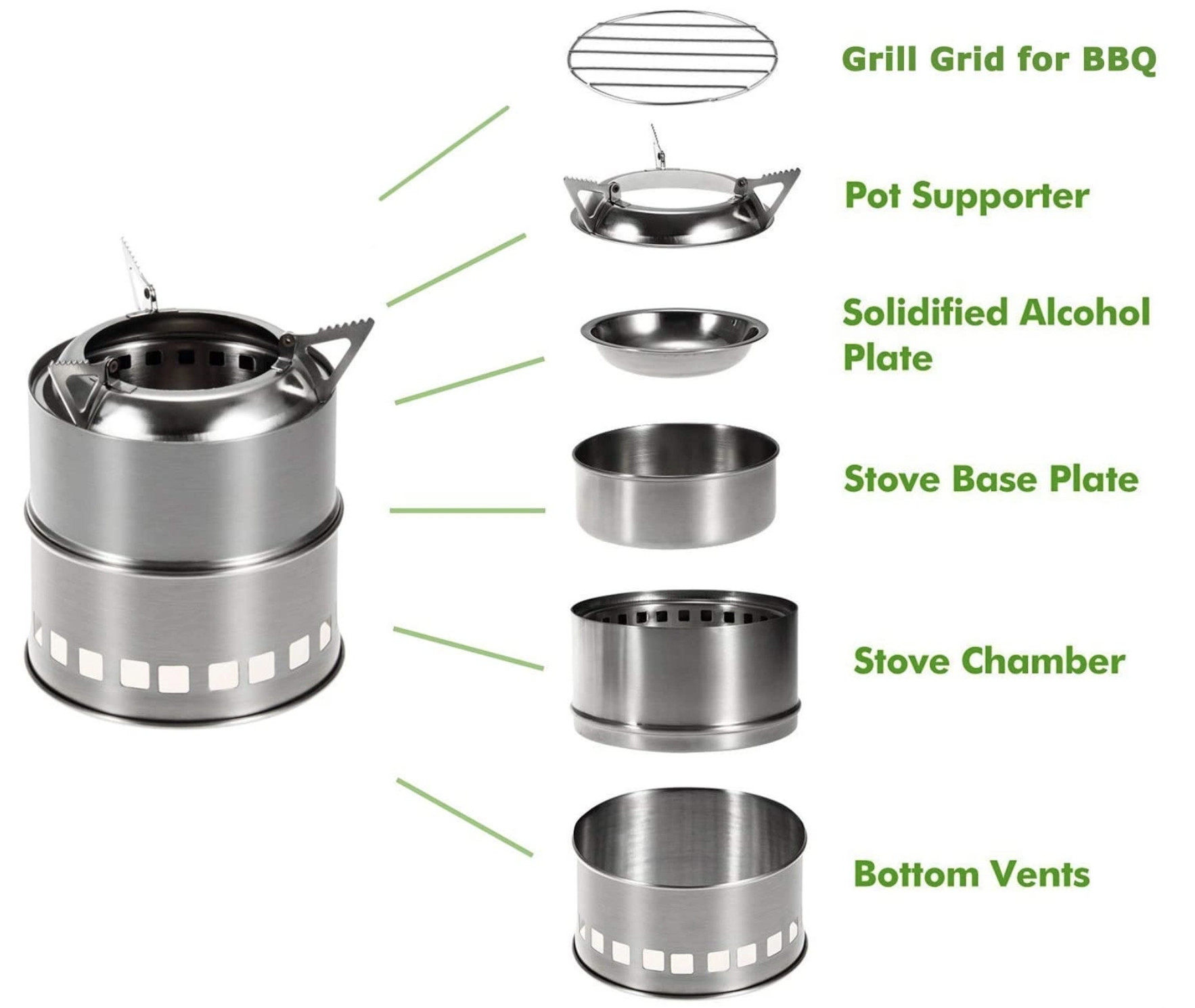 13.5 Inches 304 Stainless Steel Smokeless Fire Pits For Indoor Outdoor