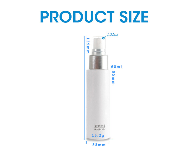 60ml Electroplated Silver Spray Plastic Bottle Cosmetic Packaging