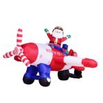 Fabric Inflatable Christmas Holiday Santa Claus with Air Plane Decoration