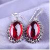 Buy cheap Vintage Sterling Silver Oval Red Cubic Zirconia Dangle Earrings (E12034) from wholesalers