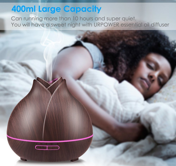 Cool Mist 400ml Wood Grain Ultrasonic Aroma Essential Oil Diffuser for Office Bedroom