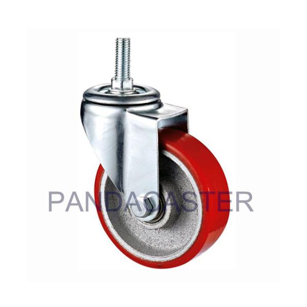 Buy cheap Red Polyurethane Tread Wheels Iron Core Wheel Threaded Rod 4 Inch Swivel Casters from wholesalers