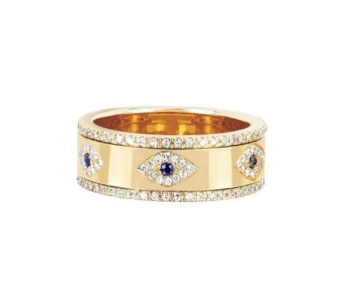 Buy cheap Blue Sapphire White CZ Eye Women Eternity Band Brass Eternity Ring For Women from wholesalers