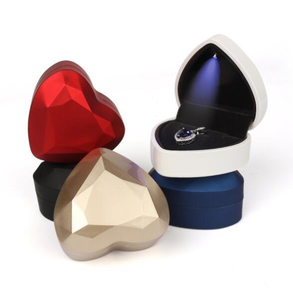 Buy cheap baking varnish Heart Shaped Jewelry Box Painted Rubber With Small LED Light from wholesalers